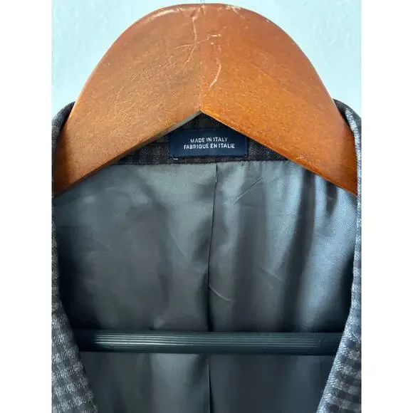 JWN Nordstrom Plaid 100% Wool Jacket Blazer Sport Coat 42L Made in Italy Brown - Picture 2 of 5